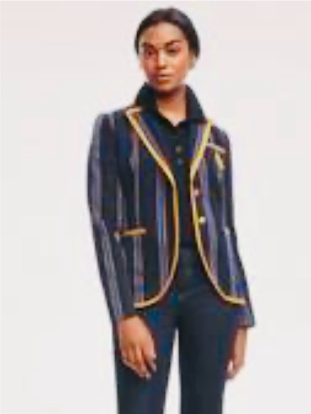 Brooks Brothers Striped Boating Blazer with Crest & Grosgrain Trim -Size: 10 - Picture 2 of 12